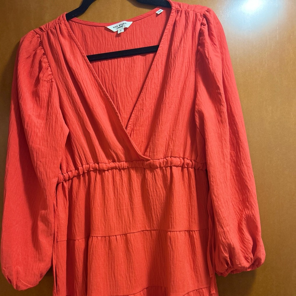 Vibrant Red Long Sleeve Dress